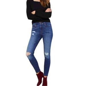 LOFT Modern Skinny Distressed Jeans High Rise Medium Dark Wash 30 / 10 Petite